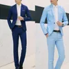 Men's Suits (Jacket Pant) Luxury Men Wedding Suit Male Blazers For Costume Business Formal Party Blue Classic Red