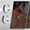 Hoop Huggie Punk Rock Celtic Kodo Orecchini per uomini impermeabili in oro bianco da 14k ie a orecchie gli diga di gioielli Brincos mascinos drop drive dhgja