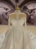 Vintage A-Line Women Wedding High Collar Lange mouwen Bruidsjurken BRIDAL JACHTEN PAILMEN Deelbare treinjurk op maat gemaakt gemaakt