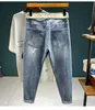 Men's Jeans designer Spring New Micro Harlan Pants Trendy Slightly Loose Small Straight leg Elastic Denim 6861