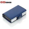 حاملي Cizicoco New Men and Women Credit Card Card Box Box Pu Geather Fashion Mini Safe Aluminium Prest anticagnetic Card