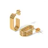 Brincos de argola uhbinyca tripla geométrica J Shape Stainles Stone Gold Bated Chunky Stud para Lady Declaração Jóias inteiras Non FA3442