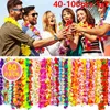 Fausse verdure florale 40-100 Boucles d'oreilles hawaïennes Hawaiian Garland Collier artificiel Fleurs hawaïennes Leis Tropical Wedding Party Supplies T240422