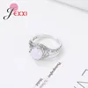 Clusterringen Verkoop Vintage Round Round Opal Stones Plaveed 925 Sterling Silver High Quality Wedding Party Band for Women