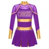 Scene Wear Kids Girls Cheer Leader Costume Outfit Carnival Dance Party Cheerleading Uniform med Pom Poms Stocks Schoolgirl Dancewear