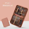 Nagelkunst Kits Hochwertiges Maniküre -Set 25 in 1 professionellem praktischen Kit mit Lederhülle Edelstahl Clippers Personal Care Tool