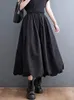 Jupes noires vintage hautes hautes jupe plissée femme mode plus taille cordon de tirage décontracté vêtements longs printemps automne 2024