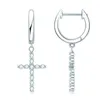 Pendientes de aro 1.6 mm de corte redondo Cross Cross Drop Silver 925 Dangle Huggie Earring 2024 Mujer moderna Joyería fina