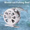 Accessoires Full Metall Ice Fishing Rolle links/rechtshändiges Vshape -Eis Angelrad 50 mm 100 mm Fliege Winterfischerei Rollen Verhältnis 1: 1