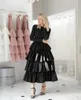 Party Dresses LORIE Modest Black/White Skirt Tiered Evening 2024 Long Sleeves High Neck -Length Formal Gown For Women