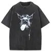 Mężczyźni gotyccy litera z nadrukiem tshirt hip hop streetwear punkowy lato vintage umyte ponadwymiarowe T -koszule