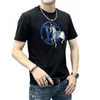 Men's T-Shirts designer 2024 Summer New European men's round neck slim fit trendy brand hot stamping ice silk short sleeved breathable thin T-shirt 9316