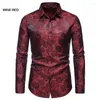 Casual shirts voor heren met lange mouwen modieuze button up shirt rozenprint slank fit formeel