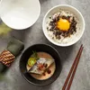 Tigelas tigelas de grãos criativos tigela de arroz de cerâmica rede de cerâmica vermelha japonesa sobremesa de fruta sopa de tabela de mesa
