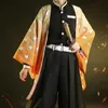 Anime Costumes 2024 New Anime Agatsuma Zenitsu Cosplay Come Kimono Hallown Clothes Party Uniform Wig Women Kids Y240422