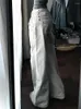 Frauen Jeans schmutzige gefärbte grau -weiße Design Vintage Streetsty