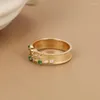 Кластерные кольца винтаж в зеленом хрустальном свете роскошной изысканная звезда для женщин нерегулярное дизайнерское взаимодействие.
