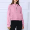 Sweats à capuche féminine Loose Short Half Zip Pockets Trou du pouce Long Sweethirts Sweats Sweats SweetS à la mode à la mode 240420