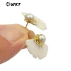 Earrings WTMPE094 WKT 2023 Exquisite Fan Shape Natural Shell Party Pretty Gift Earrings for birthday Trendy Pearl Accessory Hot