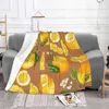 Filtar orange modern kreativ design bekväm varm flanell filt blommande vektor citrusskiva isolerad vintage bladfrukt