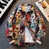 Designer Luxury Chaopai Classic New Cartoon Anime Men's Long Sleeved Autumn High-End Feeling, Ruffled och stilig Jacquard-skjorta, avslappnad tunn jacka