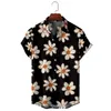 メンズカジュアルシャツと女性の新鮮な花柄のプリントパターン海辺の半袖ボタンダウンシャツのトップス