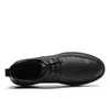 Casual Shoes 2024 Fashion Brogues Men Flat Thick Sole Outdoor Male Footwear Pure Black