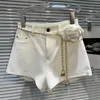 Women's Shorts PREPOMP 2024 Summer Collection Metal Waist Chain Petal Applique Suit Women GP871