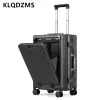 Luggage KLQDZMS 18"20"24 Inch Suitcase New Frontopening Multifunctional Trolley Case Aluminum Frame Boarding Box Rolling Luggage