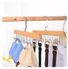 Multifunctional Solid Wood Hanger Hook Women Storage Bra Hanger Home Belt Hanger Durable 8 Hook Rack Closet Clothes Organizer