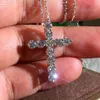 Söt kvinnlig diamanthalsband Fashion Cross Style Pendant Halsband Big 925 Sterling Silver Choker Halsband för kvinnor272R