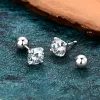 Earrings Lnngy 925 Sterling Silver Screw Back Stud Earrings For Women 6.5mm 1.0CT DColor Moissanite Earring Piercing Pendientes Jewelry