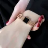 Strands Black Square Bracelets pod ręką dla kobiet puste łańcuch Charms Titanium Steel Akcesoria