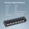 HUBS PZPSS USB 3.0 HUB USB HUB 3.0 Splitter Multi USB Utilizzo Adattatore di alimentazione 4/7 Porta Multiple Expander 2.0 USB3 Hub con switch per PC