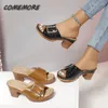 Slippers Sandals Women British Style Rome Shoes Comfy Soft High High Cheels Summer Sandalias Metal Buckle Casual Clipper Platform Wedge Size 43
