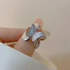 Cluster Rings Vintage Butterfly Cool Design Metal Open Adjustable Ring For Girls Silver Color Pearl Finger Fashion Jewelry