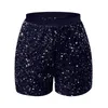 Shorts femminile da donna con paillettes di paillettes casual in vita alta pantaloni dritti solidi nightclub scintillante