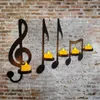 Candele per candele Note di musica decorazioni decorazioni per la luce del tè Simbolo musicale Decor in metallo nero candelabri