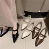 Casual Shoes Pointed Toe Women loafers Black Brown White Mules Belt Buckle Shallow Slip On Low Plat Shooled Party Pumpar