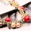 Halsband lyx simulerad pärla choker för kvinnor bröllop fest stora gåvor mode vit röd uttalande krage halsband grossist smycken