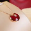 High Quality Luxury Necklace Kajia V-Gold Talisman with White Fritillaria Black Red Agate Thick Plated 18k Rose Gold Lock Bone Chain Pendant