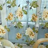 1pc Peony Tulle Curtains para a porta da cozinha Janela sala de estar Jacquard Sheer Voile Yarn Curtain 240416