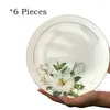 Tallrikar Bone China Plate Set For Hushållens keramiska middagsgrönsaksrätter runt djupa europeiska pastorala bordsartiklar 8 tum