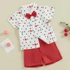 Clothing Sets Baby Boy Valentine S Day Outfits Heart Print Bowtie Short Sleeve Shirts Tops Loose Shorts 2Pcs Gentleman Suit