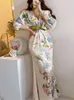 Spring Japan Style Elegancka kwiatowa sukienka midi kobiety Vintage Chic Bodycon Party Birthday Vestidos Famit Mash Saata 240409