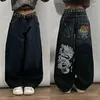 女子ジーンズY2Kファッション韓国語バージョンポーラービッグガールハイストリートレトロカジュアルゴシックウエストワイドレッグパンツストリートウェア