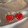 Серьги обруча высококлассные красные любимые сердечные яблоки 2024 Подарки подарка для подвесного приказа для взрослого приказа для приказа в форме сердца
