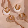 Brincos de argola várias cores Ano Jóias acrílicas brancas clara de aço inoxidável de gordura redonda e gorda redonda para mulheres