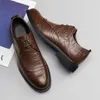 Casual Shoes Classic Brand Men's äkta läderkontor Business Bankett formell snörning pendling