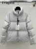 Women's Jackets Evagina Winter Fashion Outdoors Grey Color Loose Down Jacket Stand Collar Long Sleeve Pocket Solid Warm